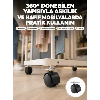 4 cm Kilitsiz Tekerlek Ayak Seti Zemin Koruyucu