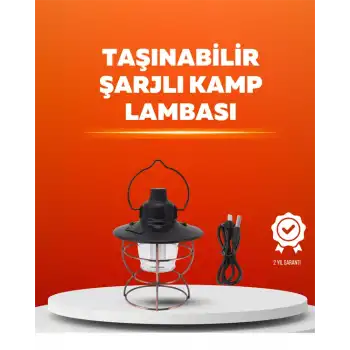 4 Fonksiyonlu Dekoratif Kamp Lambası – Tungsten Ampul, USB Çıkışlı