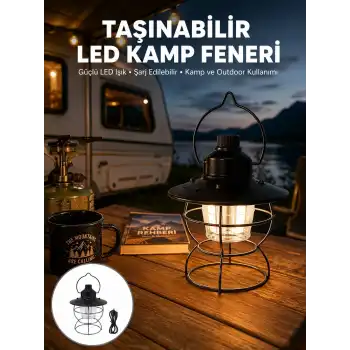 4 Fonksiyonlu Dekoratif Kamp Lambası – Tungsten Ampul, USB Çıkışlı Yeni Nesil