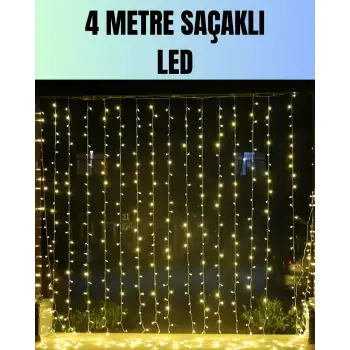 4 Metre Yılbaşı Şelale Led Perde Işık Ev Bahçe Dekor