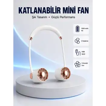 5 Kanatlı Sessiz Mini Fan 3 Vitesli Katlanabilir Asılabilir