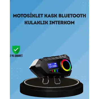 500mAh Bataryalı Bluetooth 5.4  İnterkom LED Ekranlı FM Destekli