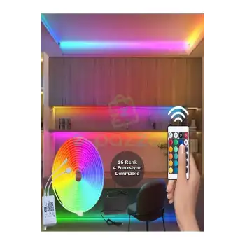 5m 16 Renk 4 Fonksiyonlu Esnek Şerit Neon Led