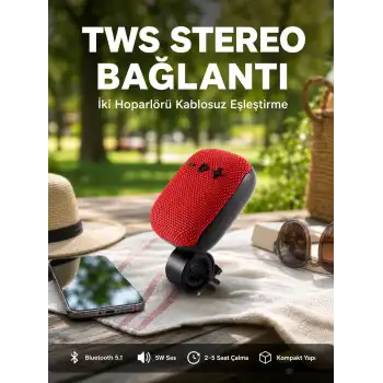 5W Kablosuz Bluetooth Hoparlör Güçlü Bas ve FM Radyo