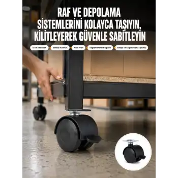 6 cm Kilitli Tekerlek Ayak 4 Adet Sehpa ve Ekipman Uyumlu