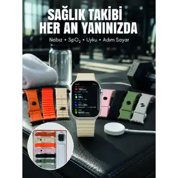 7li Kordon Setli Akıllı Saat Bluetooth Görüşme Bildirim Destekli Çok Fonksiyonlu Smart Watch