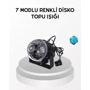 7 Renk Modlu Müzik Sensörlü Disko Topu – LED Işıklı Parti Aydınlatması
