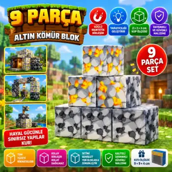 9 Parça Altın Kömür Blok