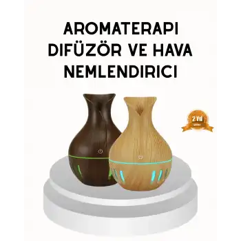 Ahşap Desenli 130 ml Aromaterapi Difüzör Sessiz ve USB Bağlantılı