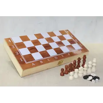 Ahşap Kutulu Satranç Ve Tavla Seti Alk4023