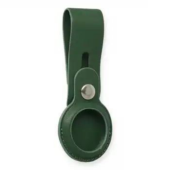 Airtag Askılı Deri Kılıf - Koyu Yeşil