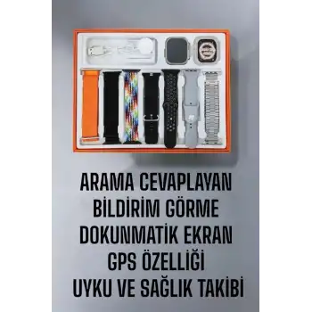 Akıllı Saat 7 Kordonlu Metal,Plastik Ve Hasır Kordon Seçeneği