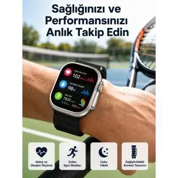 Akıllı Saat Çok Fonksiyonlu Unısex Sosyal Medya Girişli Bluetooth Bağlantılı