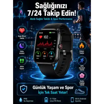 Akıllı Saat Wireless Şarj Yüksek Çözünürlüklü Müzik Dinleme Sesli Cevaplama Yeni Nesil