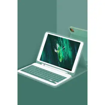 Apple İpad Pro 11 (2024) Kılıf Kc01 Smart Klavyeli Tablet Kılıfı - Koyu Yeşil