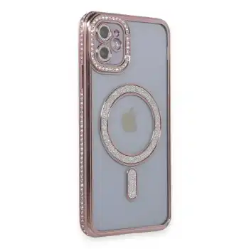 Apple İphone 11 Kılıf Joke Simli Magneticsafe Kılıf - Pembe