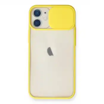 Apple İphone 11 Kılıf Palm Buzlu Kamera Sürgülü Silikon - Sarı
