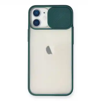 Apple İphone 11 Kılıf Palm Buzlu Kamera Sürgülü Silikon - Yeşil