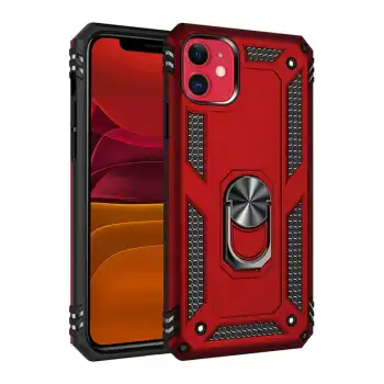 Apple İphone 11 Kılıf Sofya Yüzüklü Silikon Kapak - Kırmızı