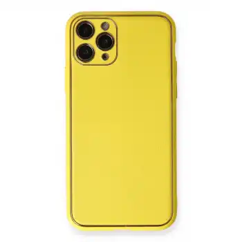 Apple İphone 11 Pro Kılıf Coco Deri Silikon Kapak - Sarı