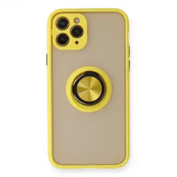 Apple İphone 11 Pro Kılıf Montreal Yüzüklü Silikon Kapak - Sarı