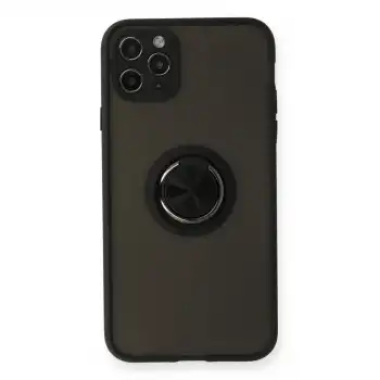 Apple İphone 11 Pro Kılıf Montreal Yüzüklü Silikon Kapak - Siyah