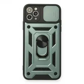 Apple İphone 11 Pro Kılıf Pars Lens Yüzüklü Silikon - Yeşil