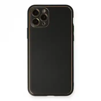 Apple İphone 11 Pro Max Kılıf Coco Deri Silikon Kapak - Siyah
