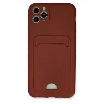 Apple İphone 11 Pro Max Kılıf Kelvin Kartvizitli Silikon - Bordo