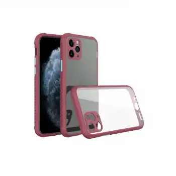 Apple İphone 11 Pro Max Kılıf Miami Şeffaf Silikon - Fuşya