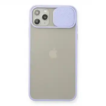 Apple İphone 11 Pro Max Kılıf Palm Buzlu Kamera Sürgülü Silikon - Lila