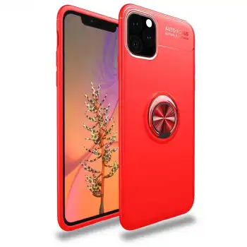 Apple İphone 11 Pro Max Kılıf Range Yüzüklü Silikon - Kırmızı