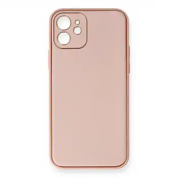 Apple İphone 12 Kılıf Coco Deri Silikon Kapak - Pembe