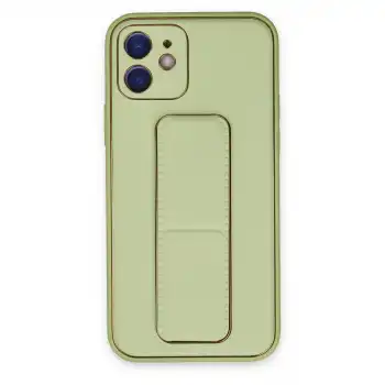 Apple İphone 12 Kılıf Coco Deri Standlı Kapak - Su Yeşili