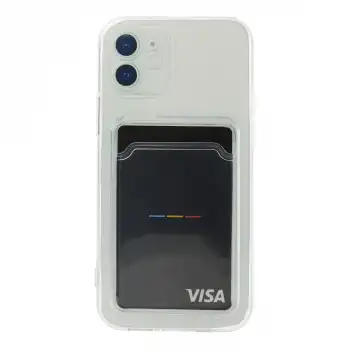 Apple İphone 12 Kılıf Kart Şeffaf Silikon - Şeffaf