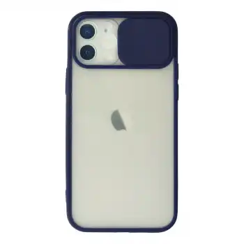 Apple İphone 12 Kılıf Palm Buzlu Kamera Sürgülü Silikon - Lacivert