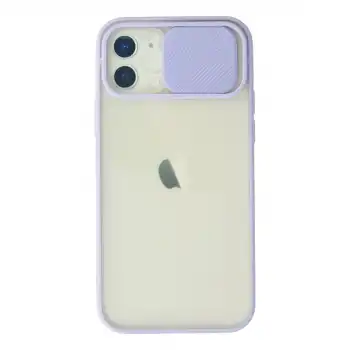 Apple İphone 12 Kılıf Palm Buzlu Kamera Sürgülü Silikon - Lila