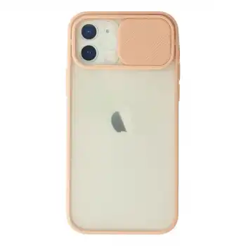 Apple İphone 12 Kılıf Palm Buzlu Kamera Sürgülü Silikon - Pembe