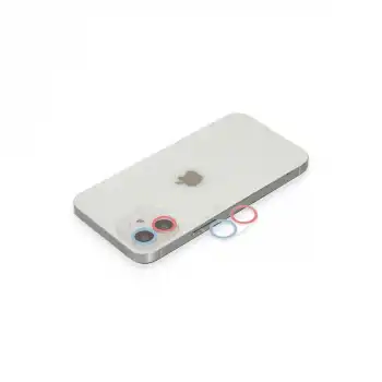 Apple İphone 12 Mini Renkli Kamera Lens Koruma Cam - Pembe-mavi