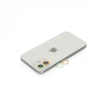 Apple İphone 12 Mini Renkli Kamera Lens Koruma Cam - Turuncu-yeşil