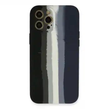 Apple İphone 12 Pro Kılıf Ebruli Lansman Silikon - Siyah-lacivert