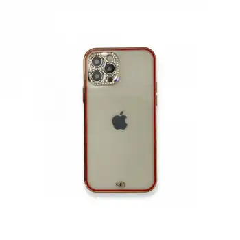 Apple İphone 12 Pro Kılıf Liva Taşlı Silikon - Kırmızı