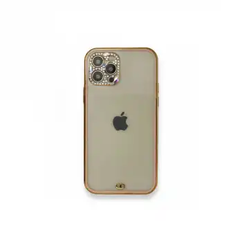 Apple İphone 12 Pro Kılıf Liva Taşlı Silikon - Pembe