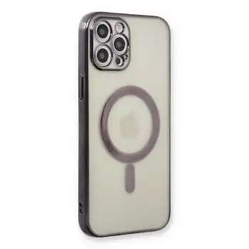 Apple İphone 12 Pro Kılıf Magneticsafe Lazer Silikon - Siyah