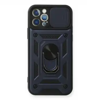 Apple İphone 12 Pro Kılıf Pars Lens Yüzüklü Silikon - Lacivert