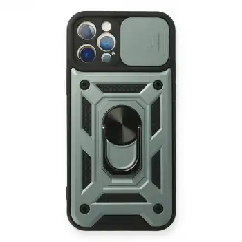 Apple İphone 12 Pro Kılıf Pars Lens Yüzüklü Silikon - Yeşil