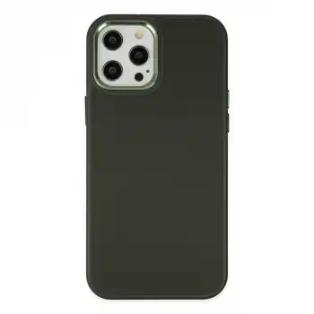 Apple İphone 12 Pro Max Kılıf Asya Deri Silikon - Koyu Yeşil