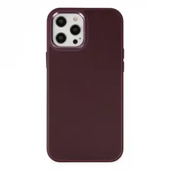 Apple İphone 12 Pro Max Kılıf Asya Deri Silikon - Mürdüm