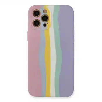Apple İphone 12 Pro Max Kılıf Ebruli Lansman Silikon - Pembe-lila