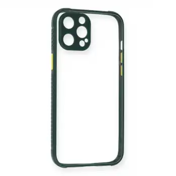 Apple İphone 12 Pro Max Kılıf Miami Şeffaf Silikon - Koyu Yeşil